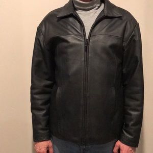 H&H Men’s j Black Genuine Leather Jacket M